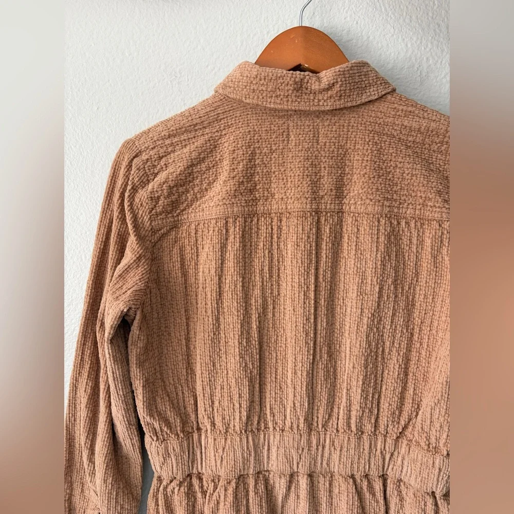J. Crew Zip Front Cinched Waist Textured Corduroy Dress Pale Mocha Women Size 6